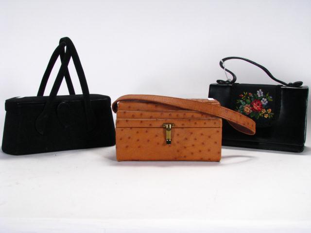 Appraisal: Three vintage lady's handbags including Ronay ostrich Ronay velvet and