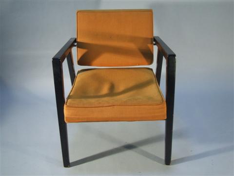 Appraisal: MODERN DANISH STYLE BLACK ARMCHAIR Mid th century in the