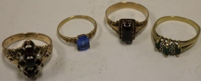 Appraisal: GOLD RINGS TO INCLUDE A VICTORIAN KT RINGWITH GARNETS AND