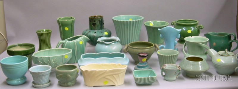 Appraisal: Approximately Twenty-five Pieces of Glazed and Molded Art Pottery Vases