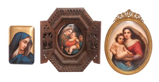 Appraisal: Sale Lot Three Continental Porcelain Plaques each depicting various members