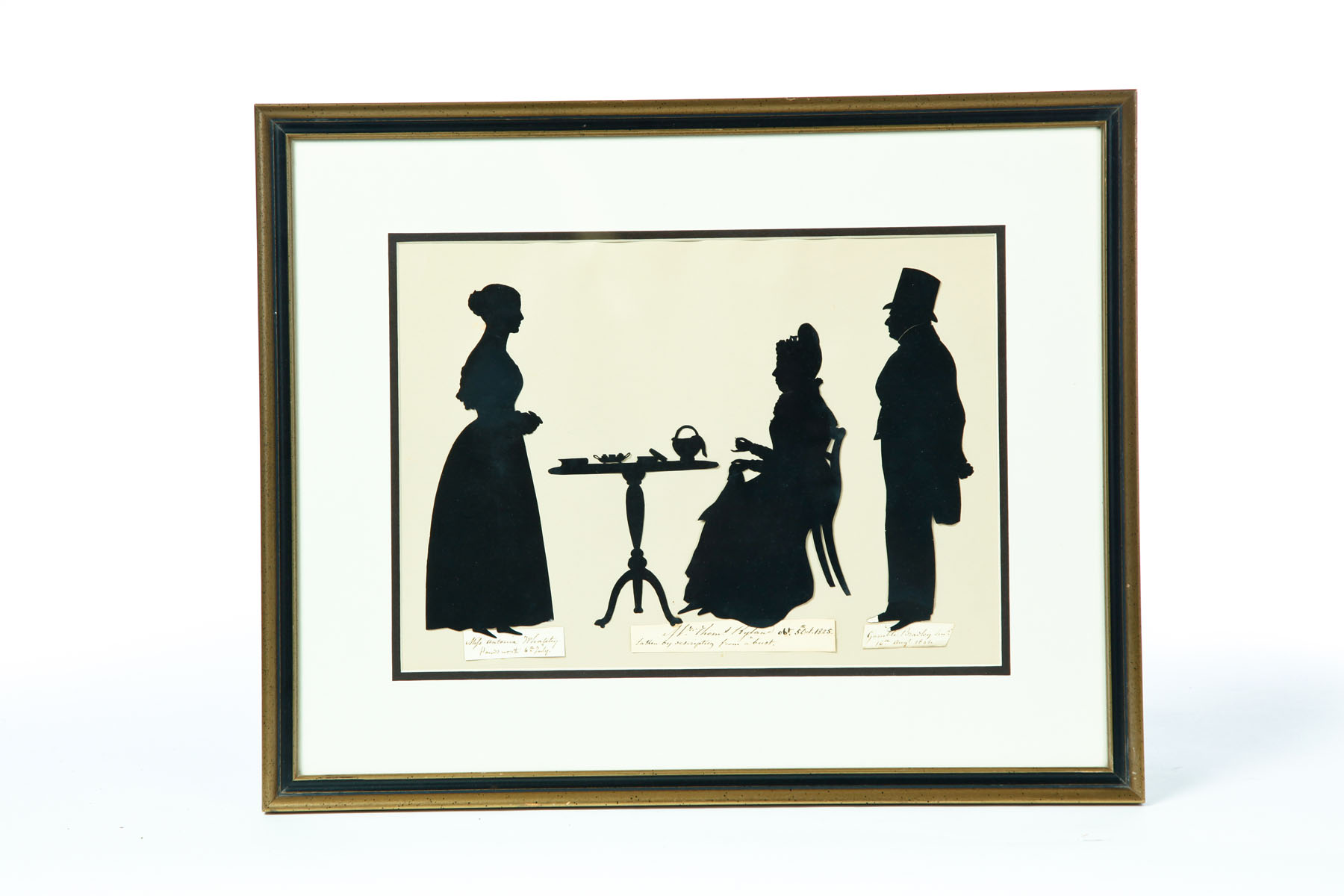 Appraisal: SILHOUETTES BY AUGUSTE EDOUART FRANCE - Three full-length cutout silhouettes