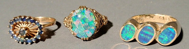 Appraisal: Three ladies k gold rings with semi-precious stones