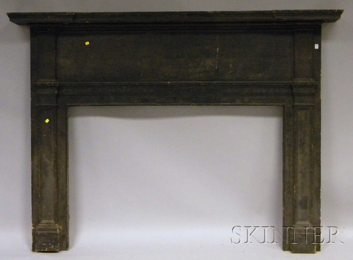 Appraisal: Black-painted Federal Carved Pine Fireplace Mantel ht wd dp interior