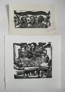 Appraisal: Francisco Mora linocuts Francisco Mora Mexican - - ''Electrification'' ''Corrido