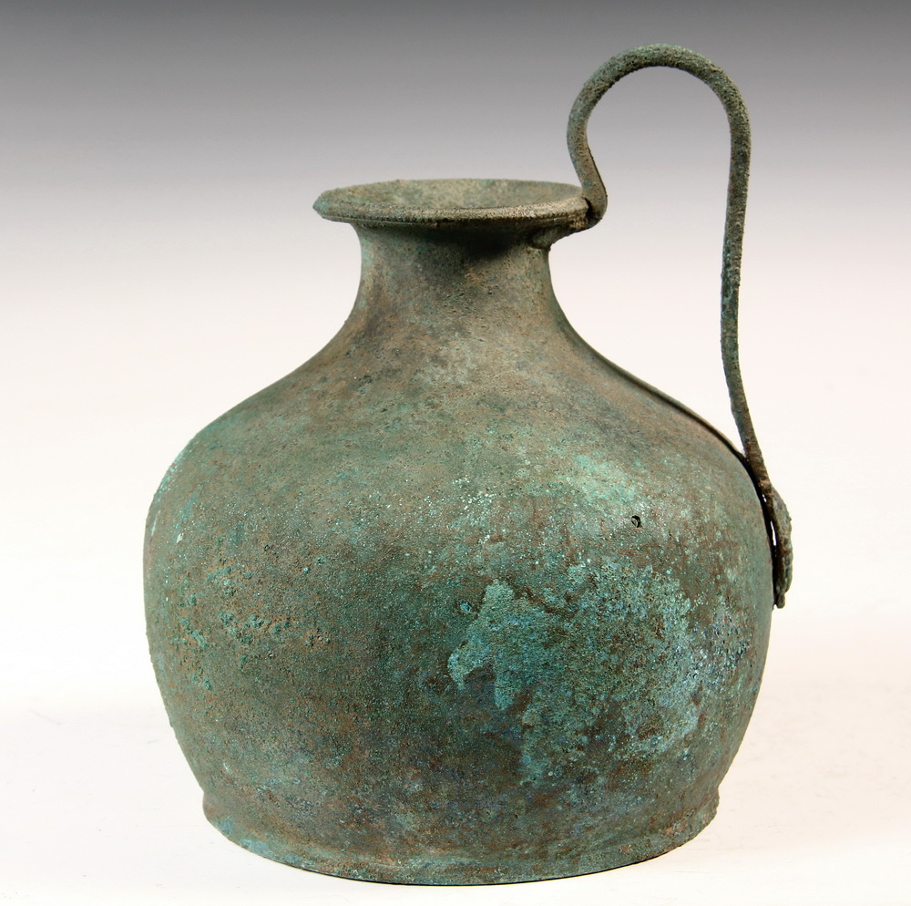 Appraisal: ANCIENT GREEK BRONZE EWER - Squatty Ovoid Form with inset