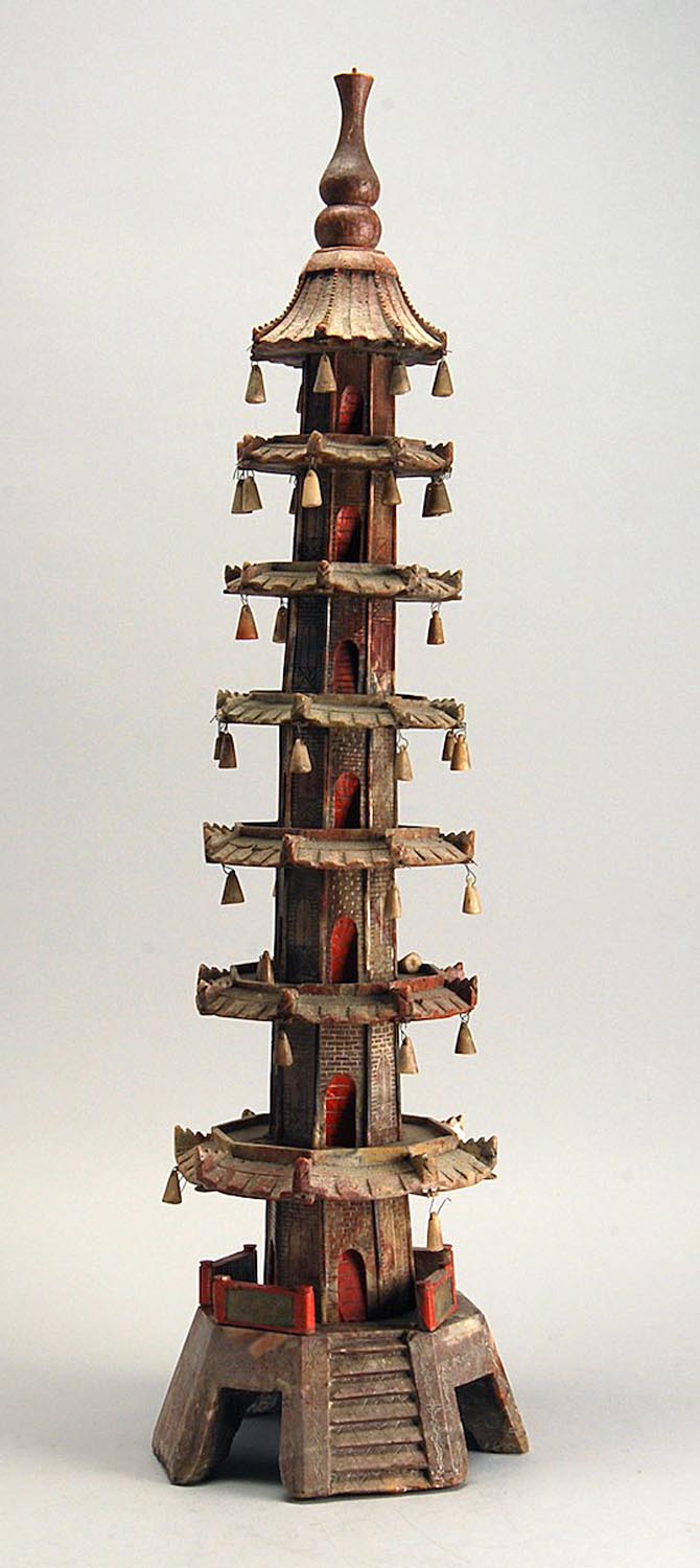 Appraisal: CARVED SOAPSTONE PAGODA Circa In octagonal form with seven tiers