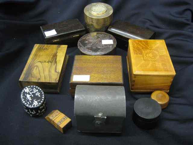 Appraisal: Collection of Boxes includes leather tin brass with jade wooden