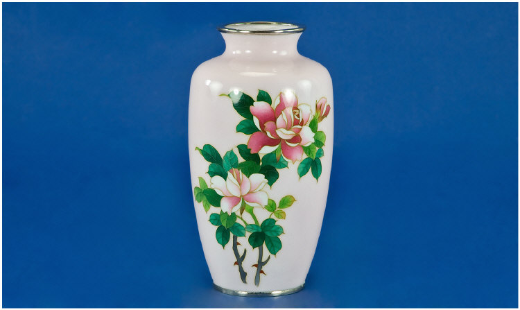 Appraisal: th Century Japanese Fine Cloisonne Vase decorated in roses on