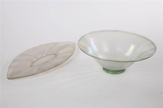 Appraisal: TWO PIECES OF ART GLASS Vere de Soie oval tray