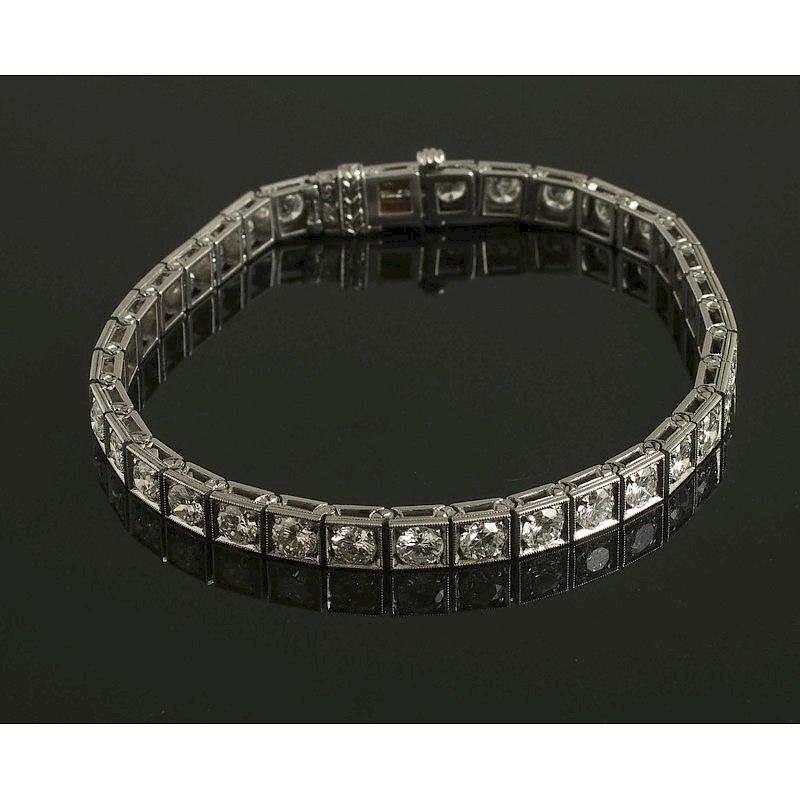 Appraisal: Diamond Platinum Bracelet Diamond platinum bracelet having ct TW round