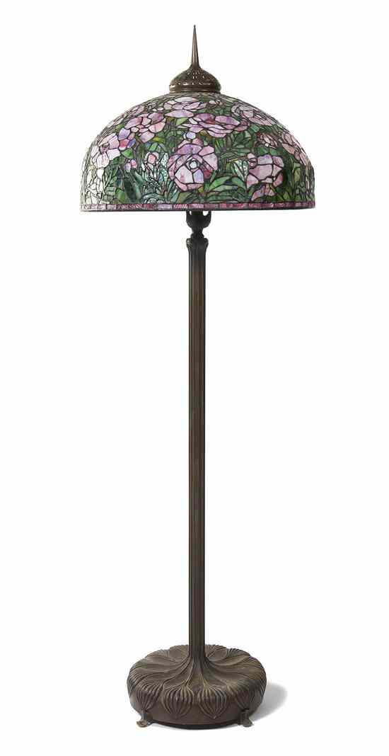 Appraisal: An American Leaded Glass and Bronze Floor Lamp after Tiffany