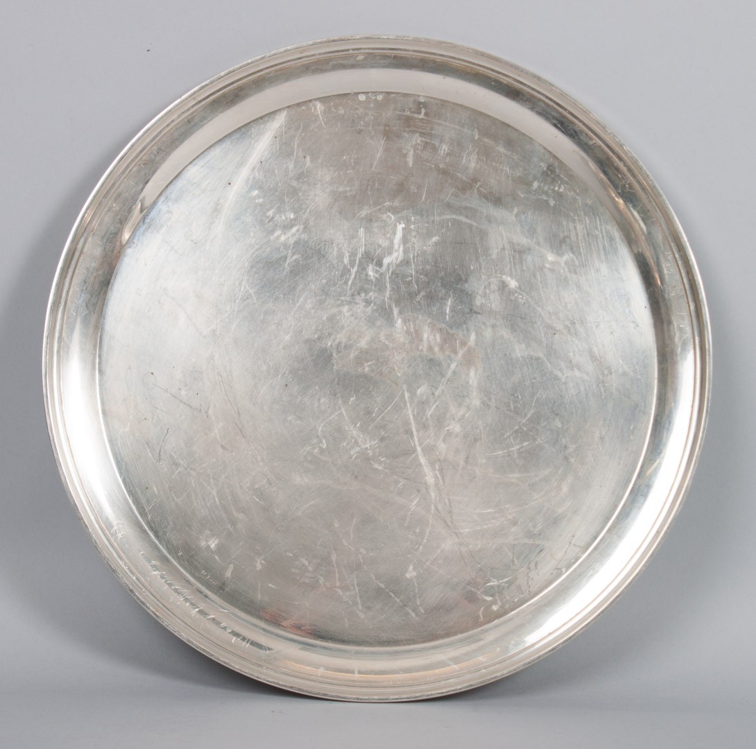 Appraisal: S Kirk Son sterling silver presentation platter in Diam ozt