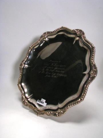 Appraisal: Lord Robert sterling presentation tray diameter presented to Cecil F