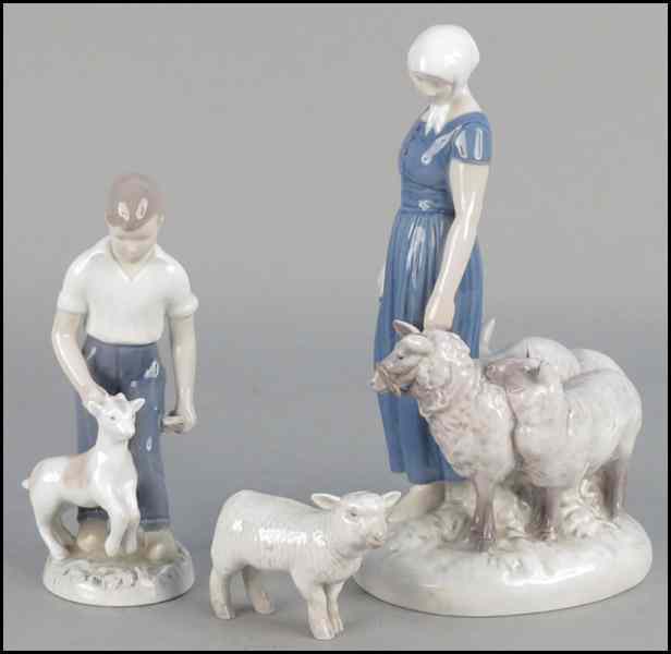 Appraisal: BING GRONDAHL PORCELAIN FIGURE OF A SHEPERDESS Together with a