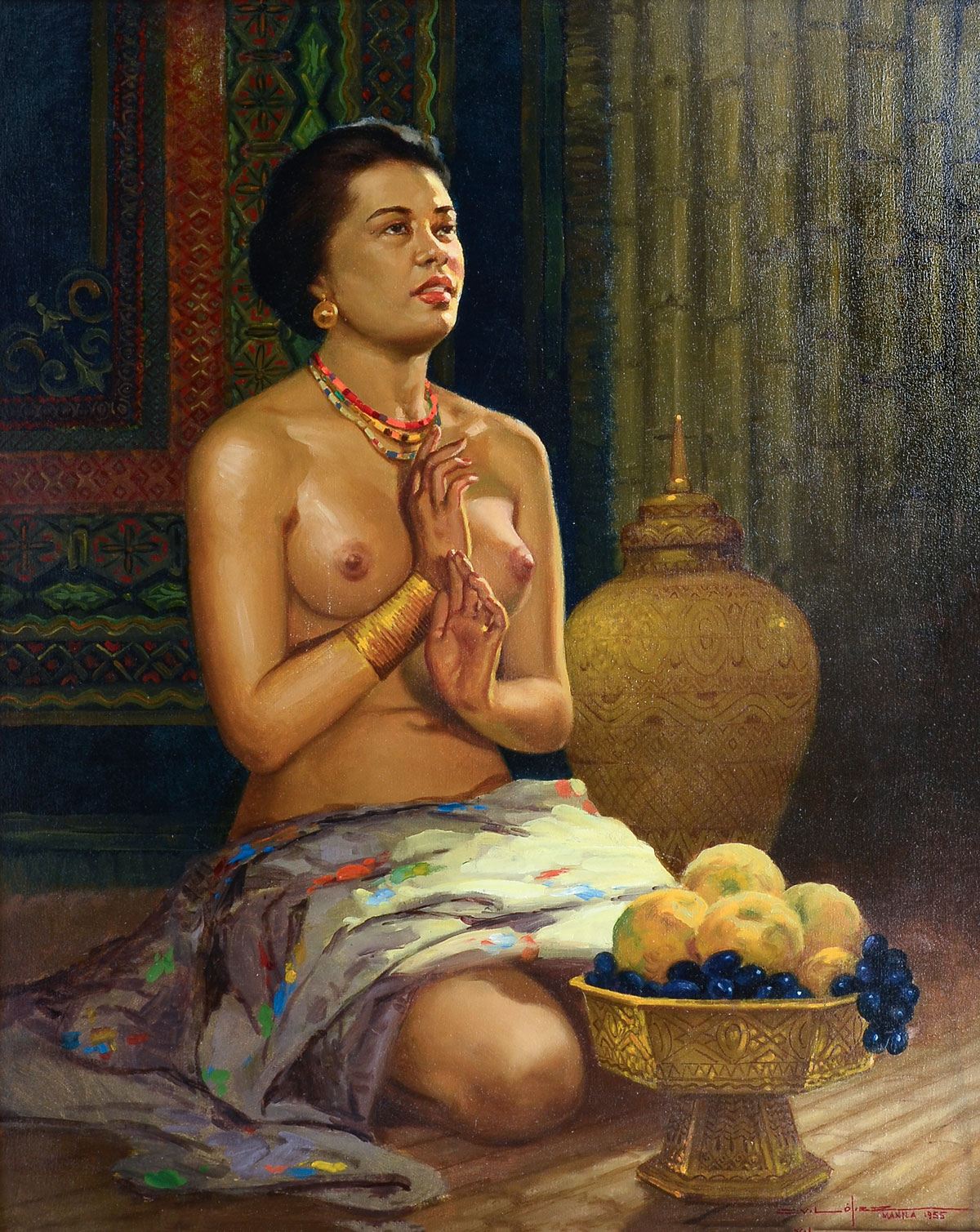 Appraisal: LOPEZ Crispin Villafuerte Phillippines - The Gift Offering Native Nude