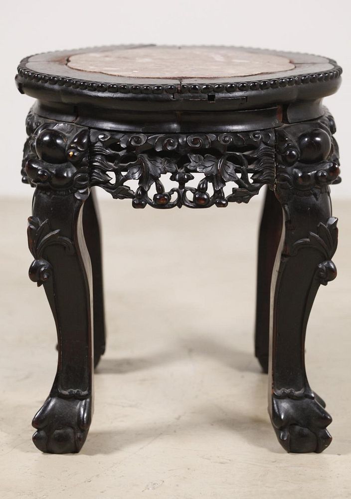 Appraisal: Chinese table stool possibly th c marble inset top in