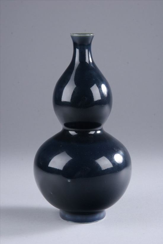 Appraisal: CHINESE MONOCHROME BLUE PORCELAIN DOUBLE GOURD VASE Jiaqing underglazed blue