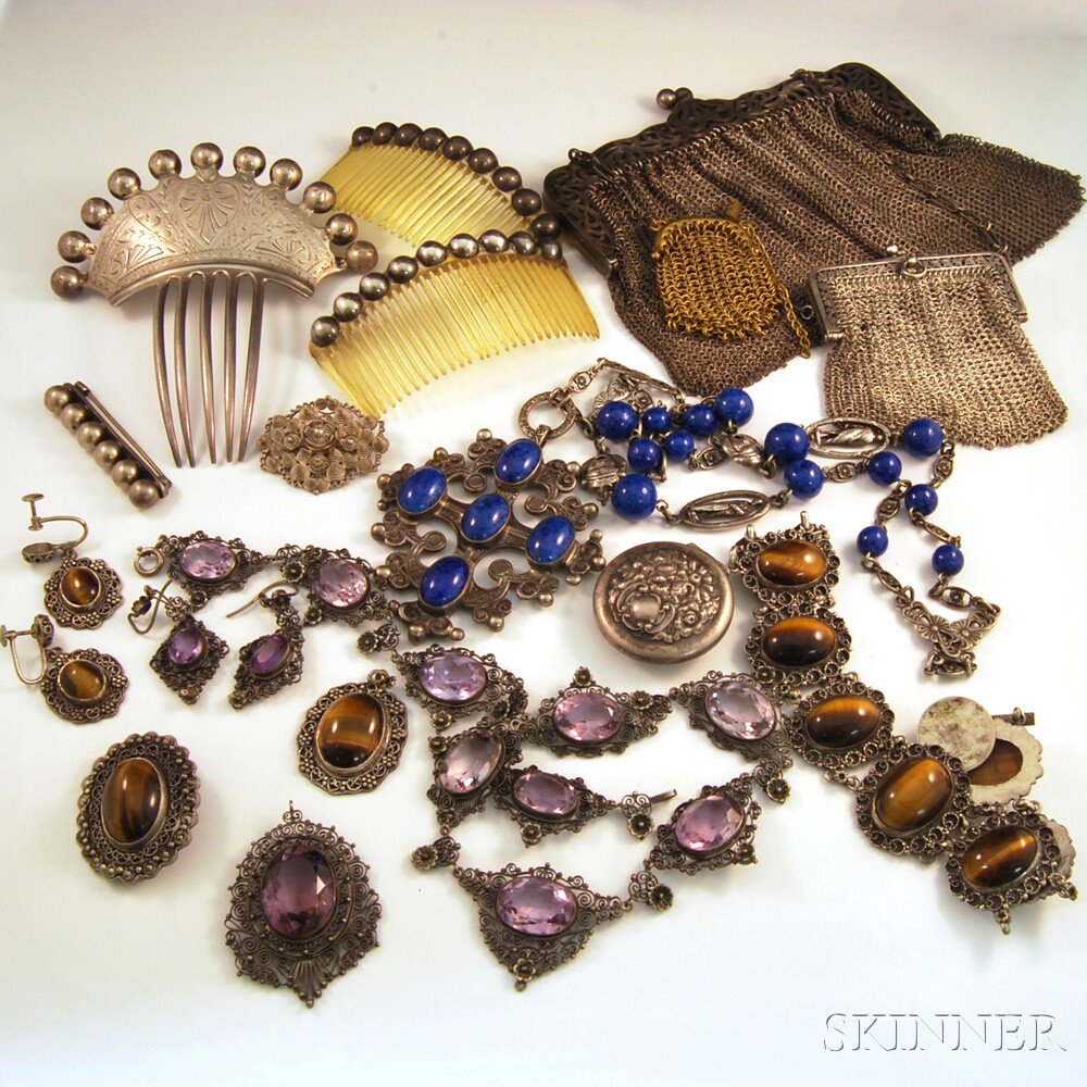 Appraisal: Group of Mostly Victorian Silver Jewelry and Accessories an R