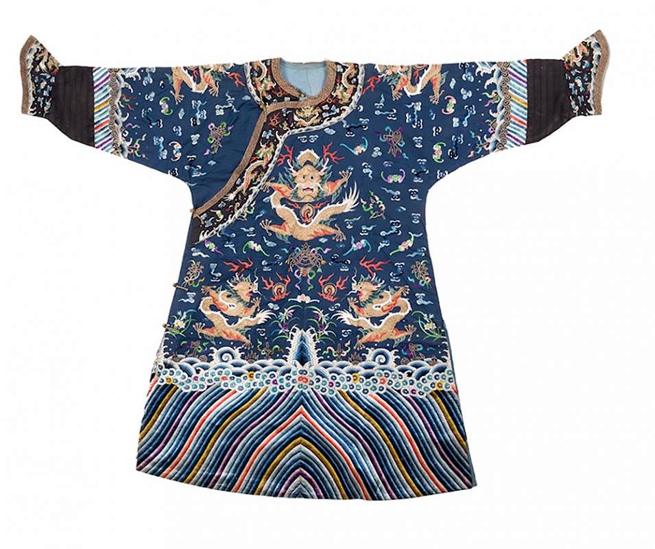 Appraisal: Chinese Imperial Blue Dragon Robe Virgil Virgil Harris Mulkey Chinese