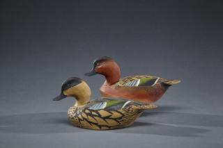 Appraisal: Miniature Cinnamon Teal Pair Oliver Tuts Lawson b Miniature Cinnamon