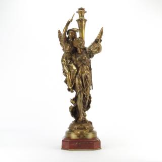 Appraisal: Charles Anfrie French - sp rance Bronze Figural Grouping on