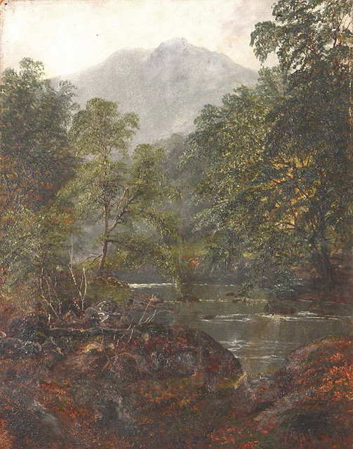 Appraisal: William Mellor British - Calm river in the forest signed