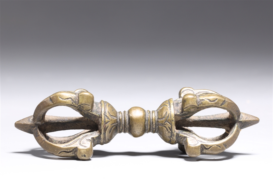 Appraisal: Small antique Sino-Tibetan ritual vajra with incised details to surface