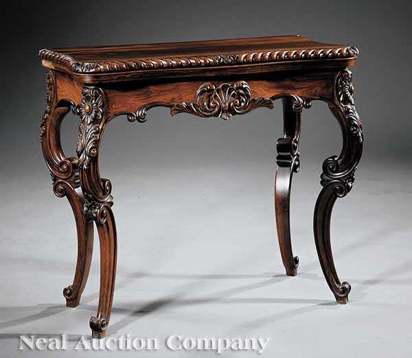 Appraisal: An American Rococo Carved Rosewood Games Table mid- th c