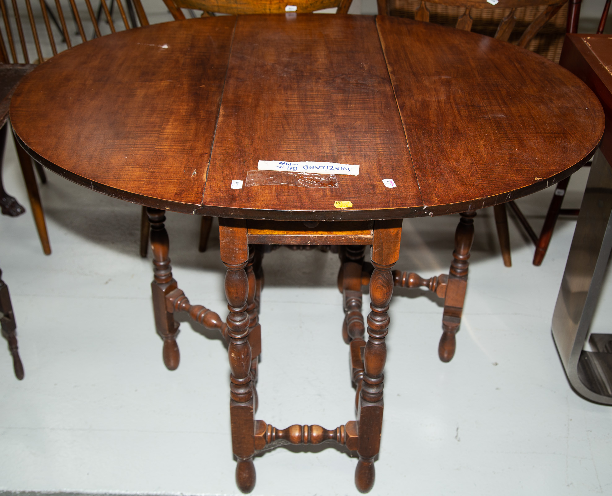 Appraisal: DROP LEAF TABLE WITH TURNED GATE LEG FRAME in H