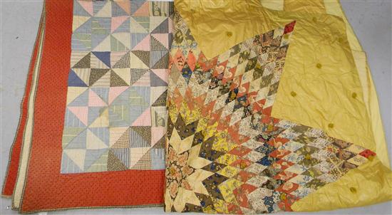 Appraisal: Triangular pattern quilt '' h x '' w red border