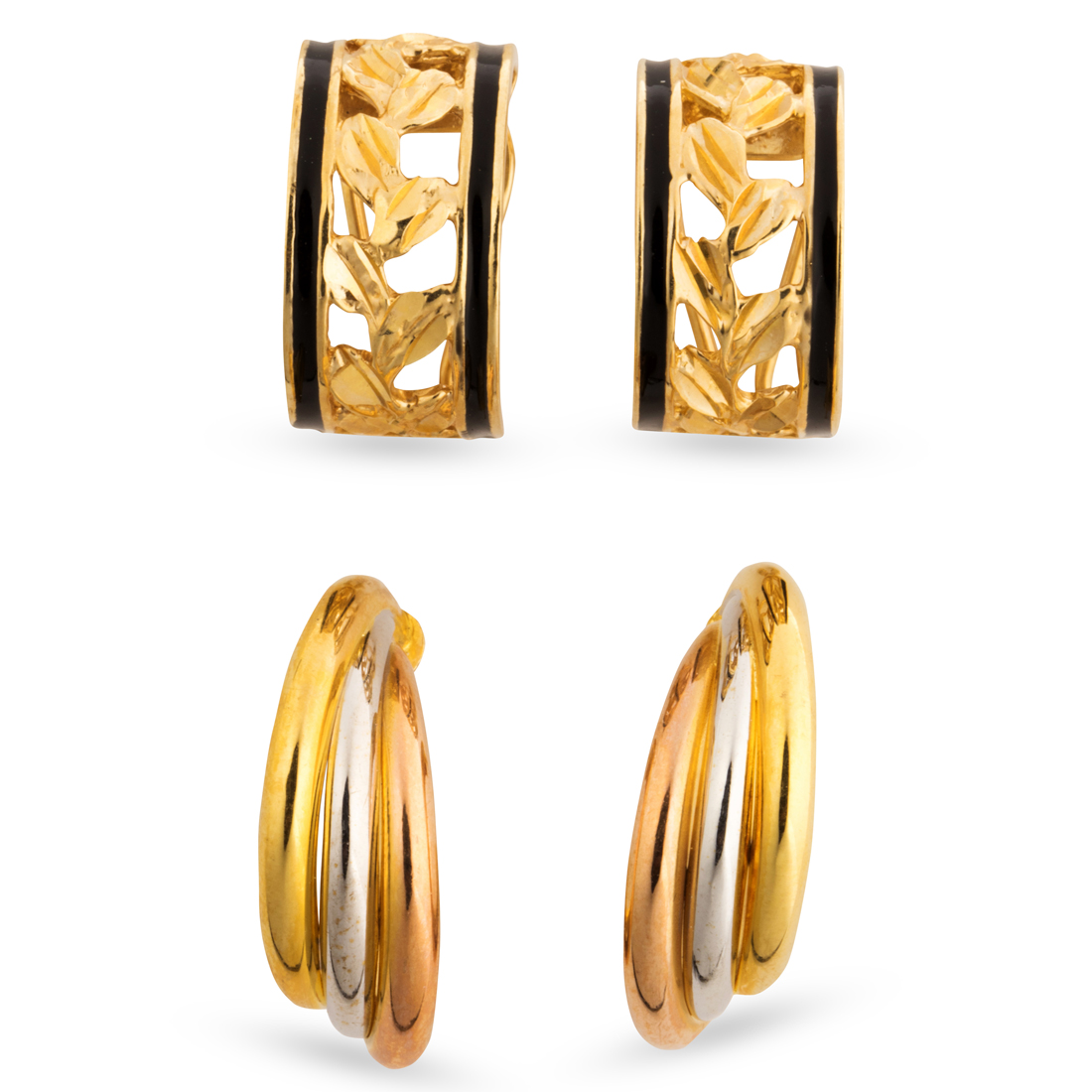 Appraisal: A GROUP OF FOURTEEN KARAT GOLD EARRINGS A group of