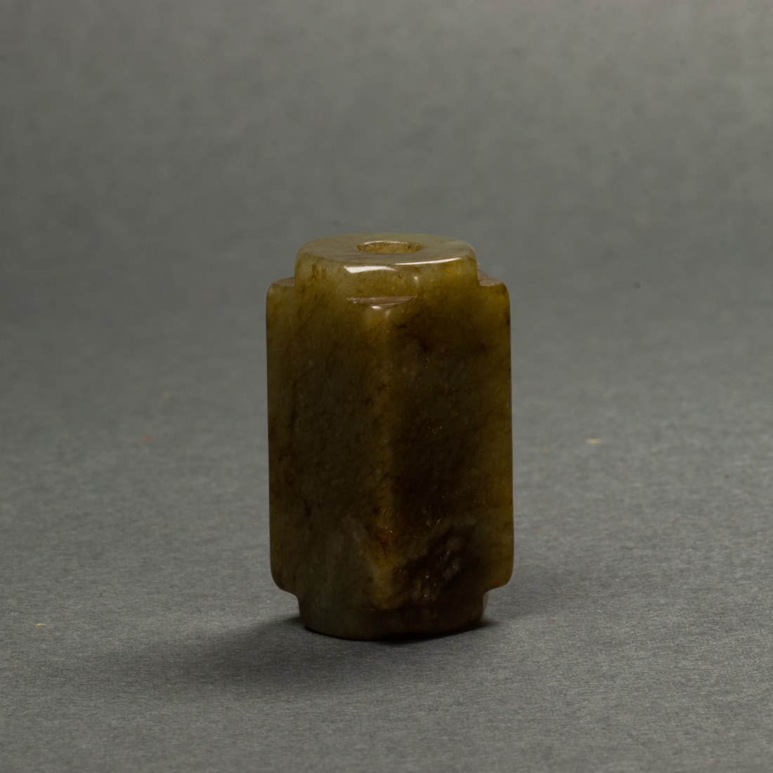 Appraisal: CHINESE MINIATURE JADE CONG Chinese miniature jade cong h