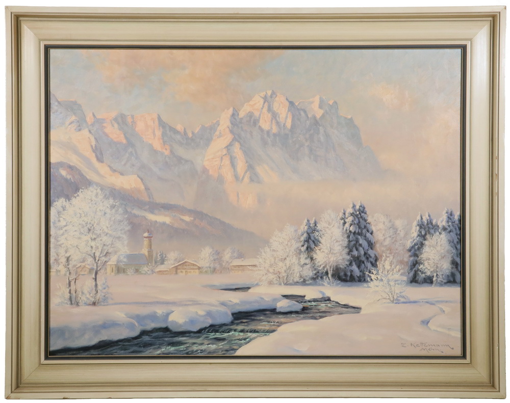 Appraisal: ERWIN KETTEMANN GERMANY - Wintermorgen in Garmisch m Waxenstein m