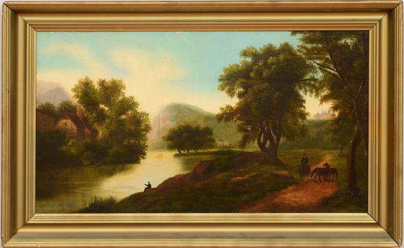 Appraisal: AMERICAN SCHOOL COUNTRY LANDSCAPE Oil on canvas unsigned x in