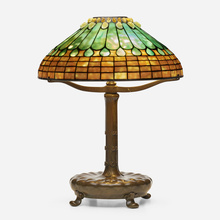 Appraisal: Tiffany Studios JEWELED FEATHER TABLE LAMP USA c leaded glass