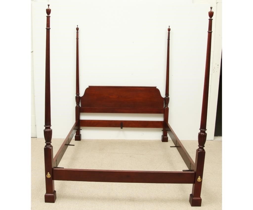 Appraisal: Baker Chippendale style mahogany poster bed labeled h x w