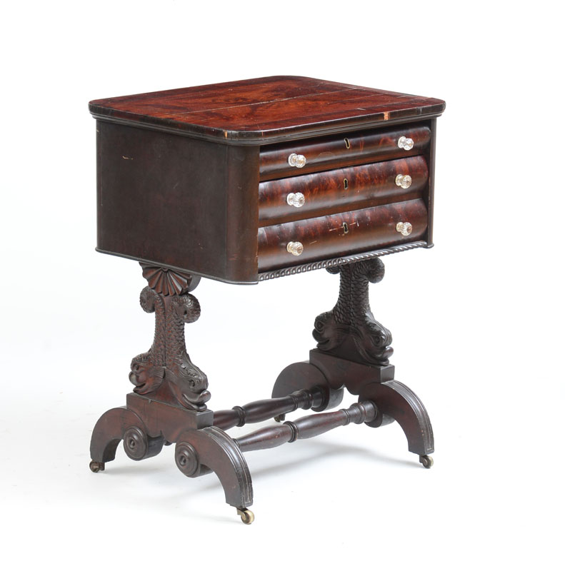 Appraisal: ANTHONY QUERVELLE ATTRIBUTION CLASSICAL CARVED MAHOGANY AND FIGURED MAHOGANY VENEER