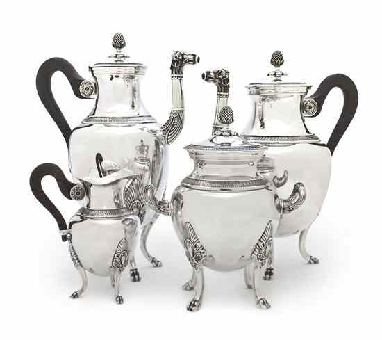 Appraisal: A French Silver Tea and Coffee Service Christofle comprising a