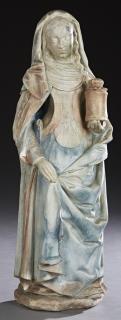 Appraisal: French Polychromed Standing Plaster Figure of the Virgin Mary early