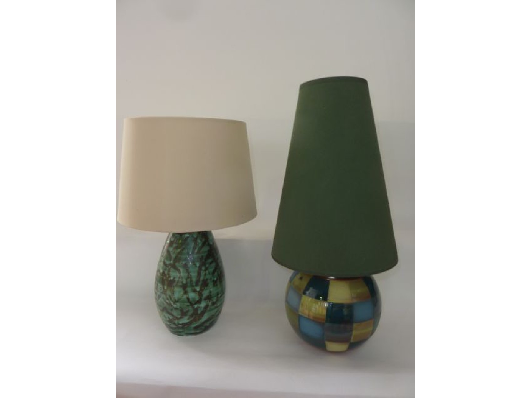 Appraisal: A Jersey Pottery table lamp base of globular form with