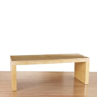 Appraisal: Aldo Tura lacquered natural parchment desk Aldo Tura lacquered natural