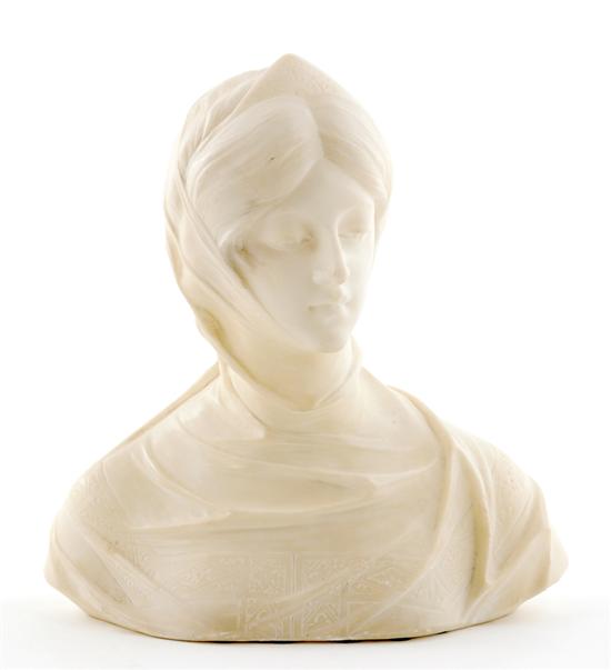 Appraisal: Antonio Frilli Italian th th century DRAPED FEMALE BUST carved