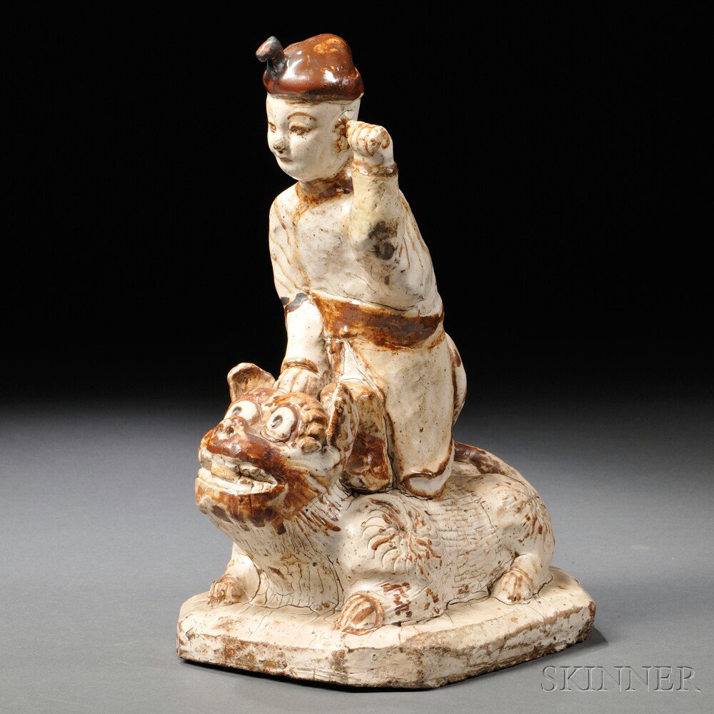 Appraisal: Sculpture of Warrior Riding on a Tiger China Song Dynasty