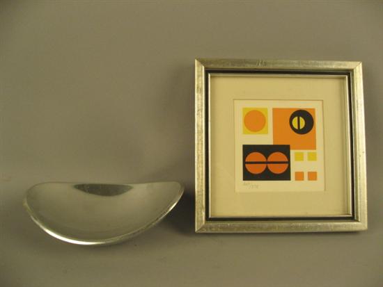 Appraisal: Three Pieces Nambe Tray rough surface Kristina Hyde Print Geometrics