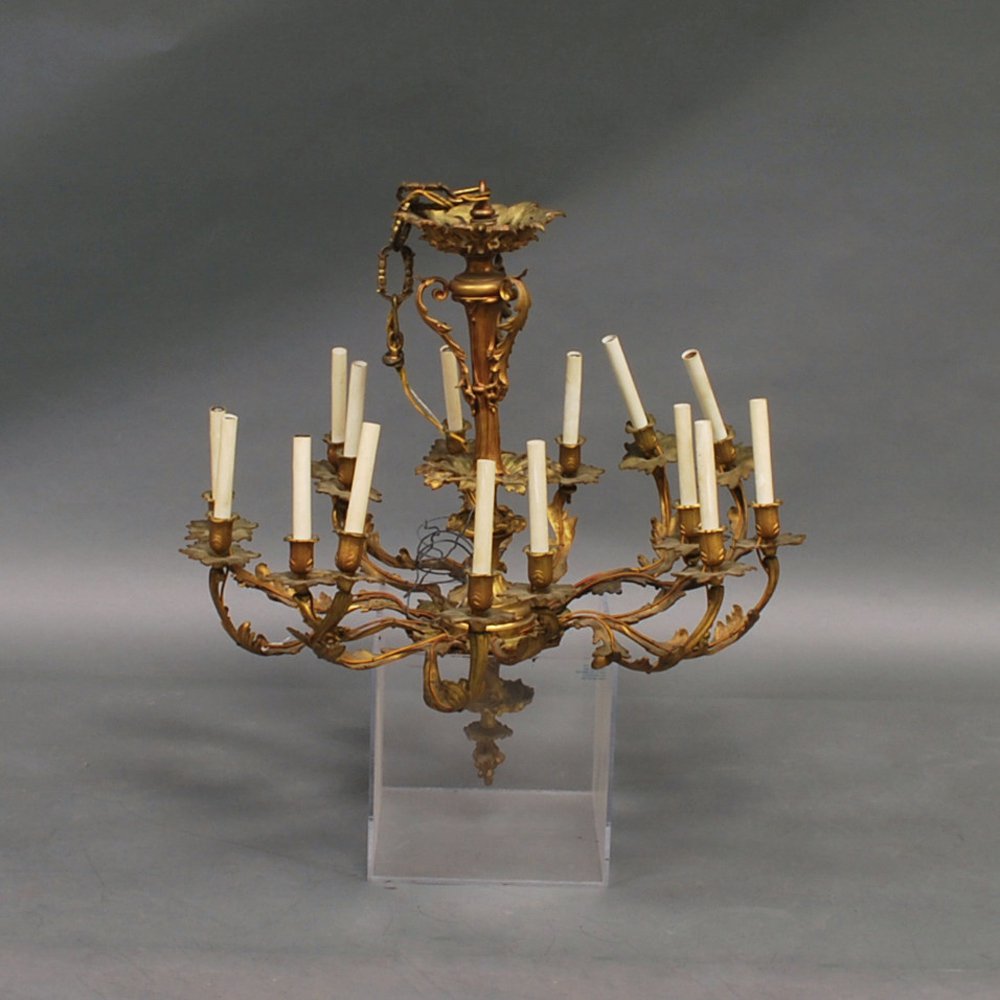 Appraisal: French Rococo-style Fifteen-light Gilt-brass Chandelier th century with foliate-form arms