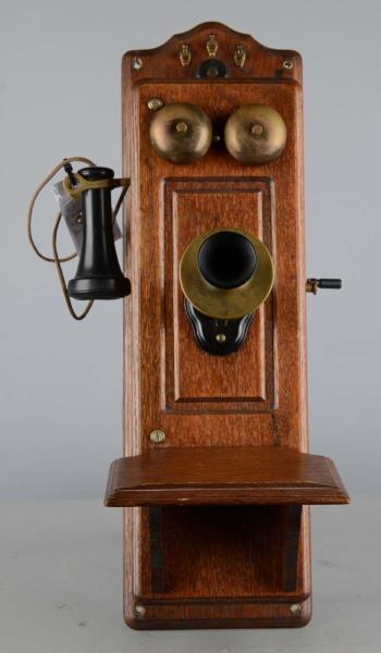 Appraisal: Kellogg Wall Phone in Oak Wood Case Kellogg Wall mounted