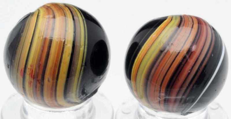 Appraisal: Lot of Indian Swirl Marbles Nice pair of black base