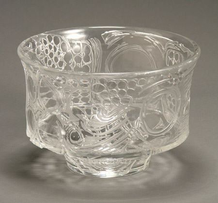 Appraisal: Boda Acid-Cut Clear Glass Centerbowl Designed by Bertil Vallien Last