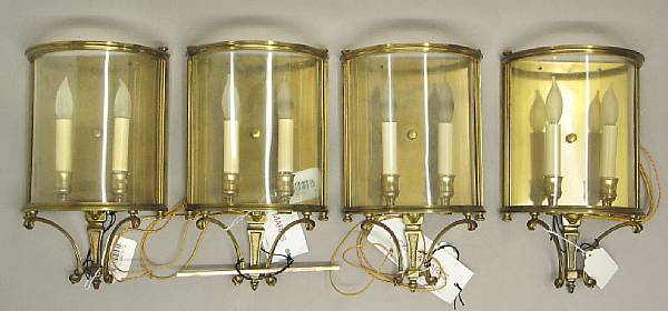 Appraisal: A set of four Neoclassical style gilt brass and glass